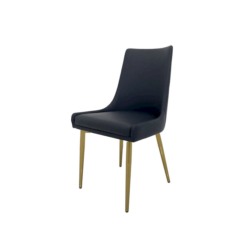 Silla de Comedor con Asiento de PU y Patas Doradas Mate, Juego de 2