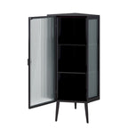 Armario esquinero de 3 niveles con puerta de cristal