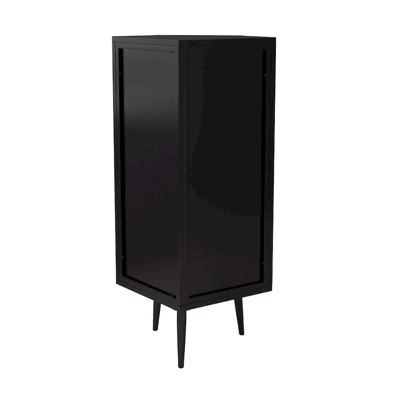 Armario esquinero de 3 niveles con puerta de cristal