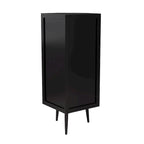 Armario esquinero de 3 niveles con puerta de cristal