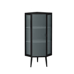 Armario esquinero de 3 niveles con puerta de cristal