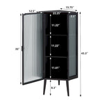 Armario esquinero de 3 niveles con puerta de cristal