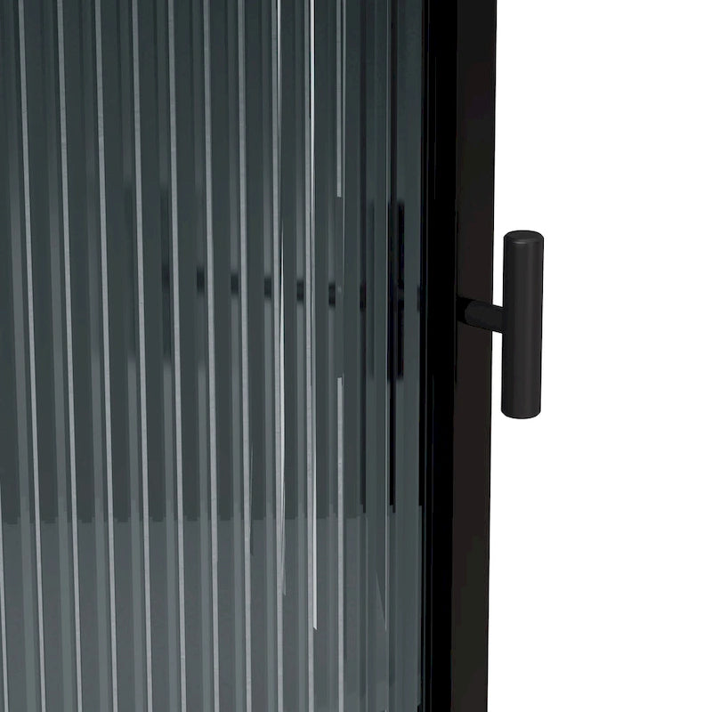 Armario esquinero de 3 niveles con puerta de cristal