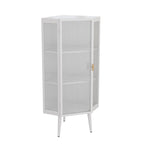 Armario esquinero de 3 niveles con puerta de cristal
