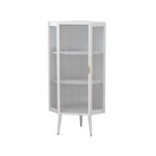 Armario esquinero de 3 niveles con puerta de cristal