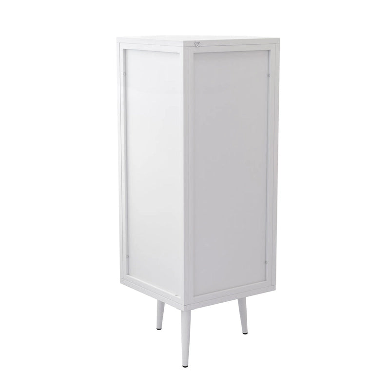 Armario esquinero de 3 niveles con puerta de cristal