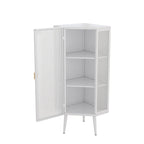 Armario esquinero de 3 niveles con puerta de cristal