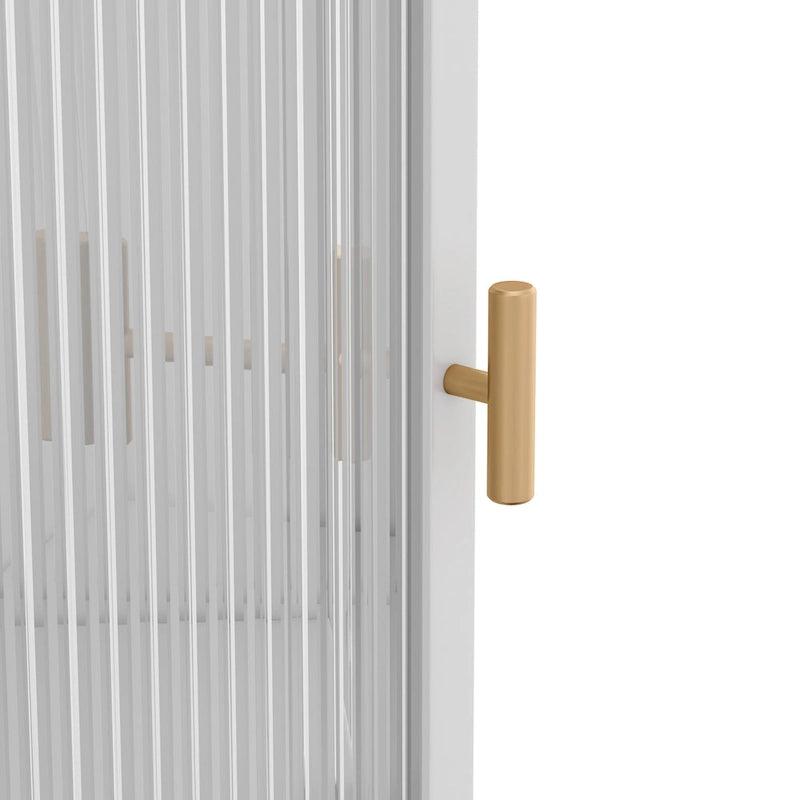 Armario esquinero de 3 niveles con puerta de cristal