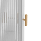 Armario esquinero de 3 niveles con puerta de cristal