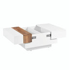 Mesa de centro cuadrada con tapa deslizante y compartimentos de almacenamiento ocultos