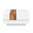 Mesa de centro cuadrada con tapa deslizante y compartimentos de almacenamiento ocultos