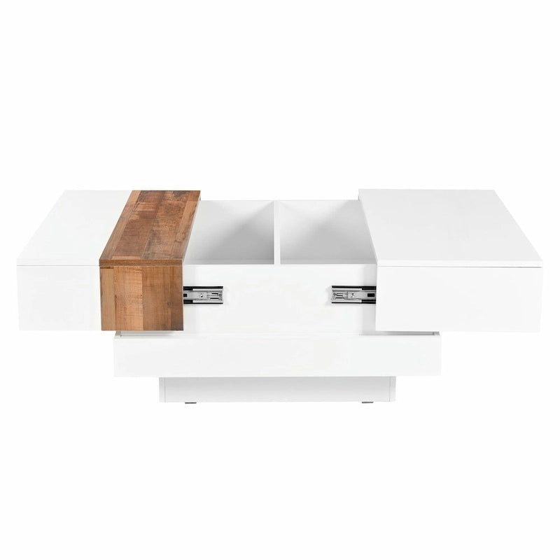 Mesa de centro cuadrada con tapa deslizante y compartimentos de almacenamiento ocultos