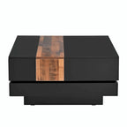 Mesa de centro cuadrada con tapa deslizante y compartimentos de almacenamiento ocultos