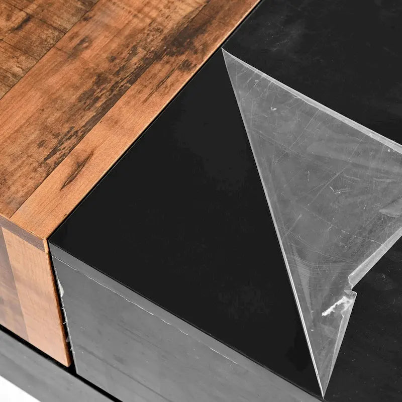 Mesa de centro cuadrada con tapa deslizante y compartimentos de almacenamiento ocultos