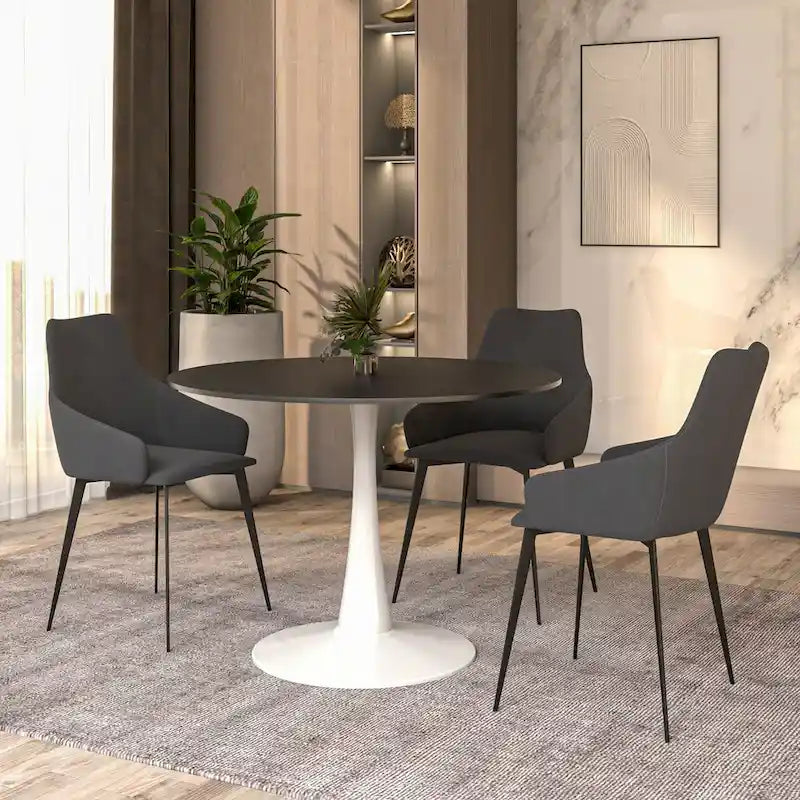 Mesa de comedor redonda de 40" con tapa de MDF y base de pedestal de acero