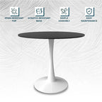 Mesa de comedor redonda de 40" con tapa de MDF y base de pedestal de acero