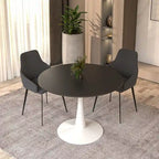 Mesa de comedor redonda de 40" con tapa de MDF y base de pedestal de acero