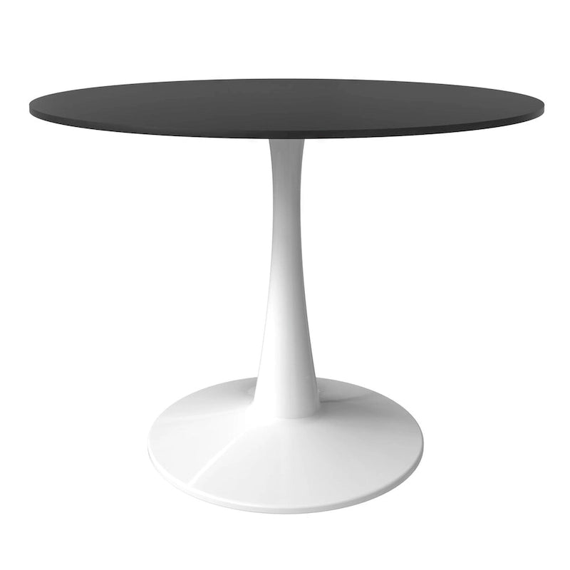 Mesa de comedor redonda de 40" con tapa de MDF y base de pedestal de acero