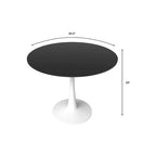 Mesa de comedor redonda de 40" con tapa de MDF y base de pedestal de acero