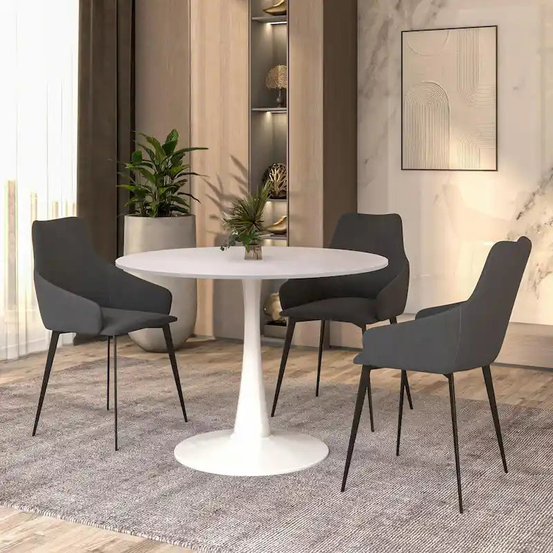 Mesa de comedor redonda de 40" con tapa de MDF y base de pedestal de acero