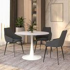 Mesa de comedor redonda de 40" con tapa de MDF y base de pedestal de acero