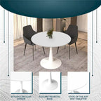 Mesa de comedor redonda de 40" con tapa de MDF y base de pedestal de acero