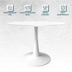 Mesa de comedor redonda de 40" con tapa de MDF y base de pedestal de acero
