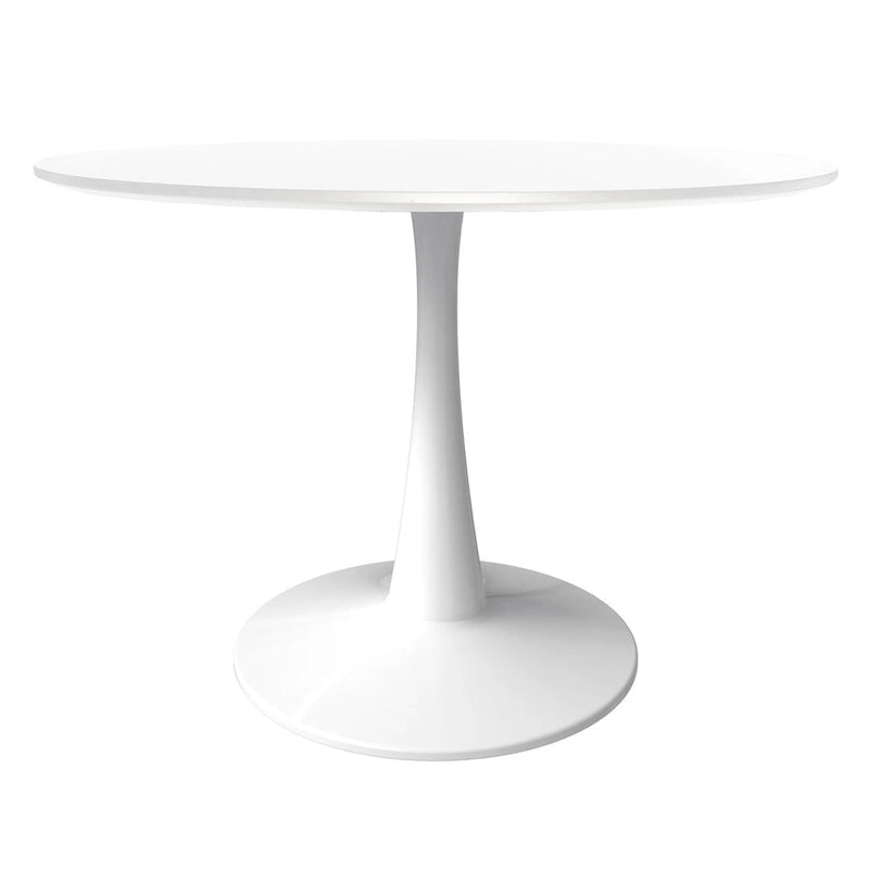 Mesa de comedor redonda de 40" con tapa de MDF y base de pedestal de acero