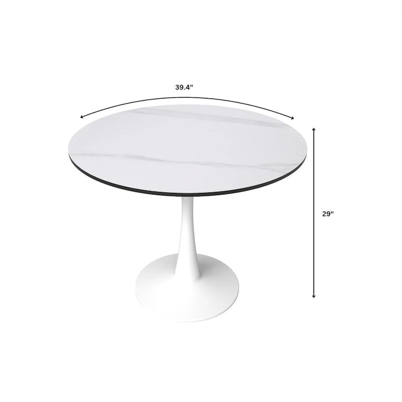 Mesa de comedor redonda de 40" con tapa de MDF y base de pedestal de acero
