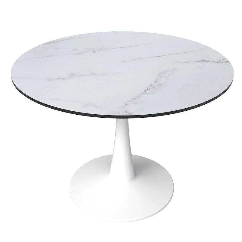 Mesa de comedor redonda de 40" con tapa de MDF y base de pedestal de acero