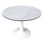 Mesa de comedor redonda de 40" con tapa de MDF y base de pedestal de acero
