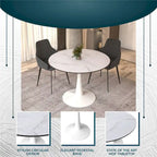 Mesa de comedor redonda de 40" con tapa de MDF y base de pedestal de acero
