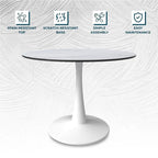 Mesa de comedor redonda de 40" con tapa de MDF y base de pedestal de acero