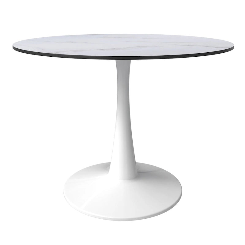 Mesa de comedor redonda de 40" con tapa de MDF y base de pedestal de acero