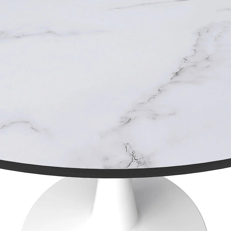 Mesa de comedor redonda de 40" con tapa de MDF y base de pedestal de acero